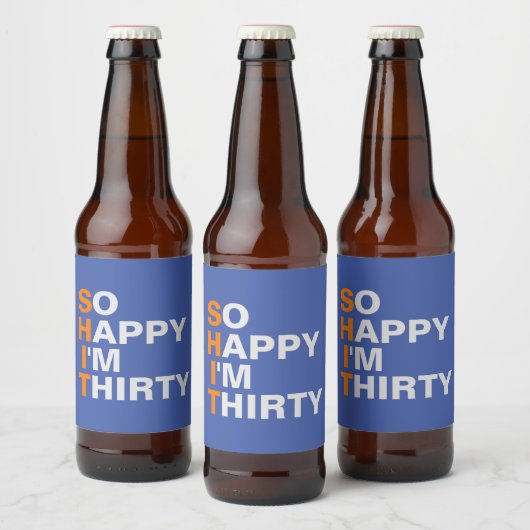 Zo gelukkig ben ik Dertig 30e verjaardag bierlabel Bier Etiket (Flessen)