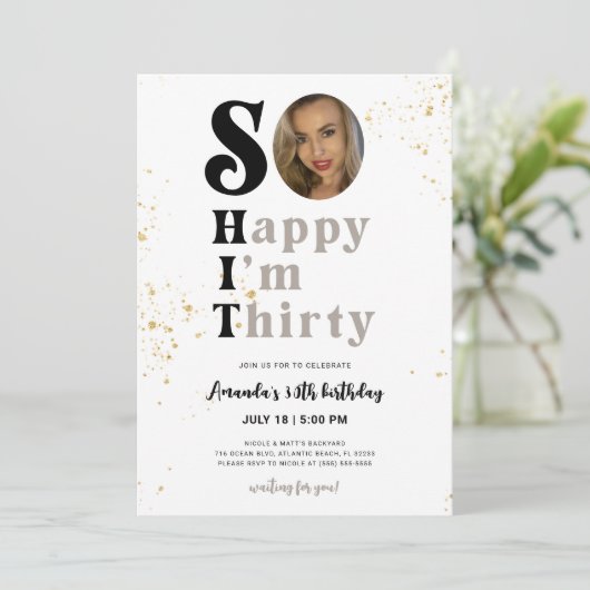 Zo gelukkig ben ik Uitnodiging van de Dertigste Ve (Staand voorkant)