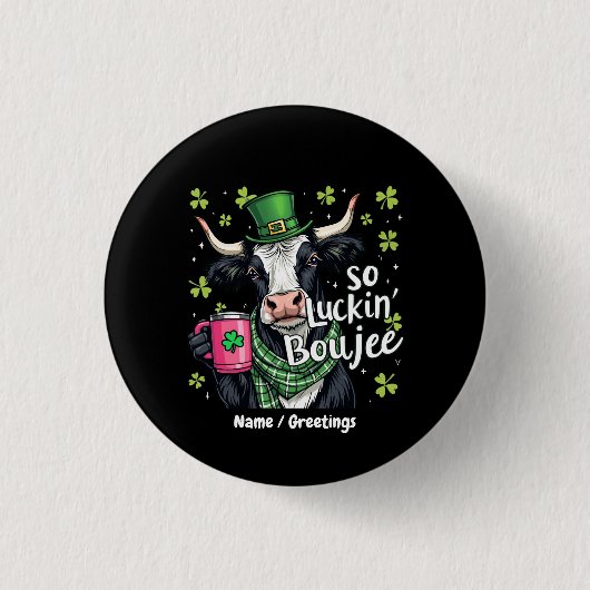 Zo Gelukkig Boujee Retro St. Patrick's Day Ronde Button 3,2 Cm (Voorkant)