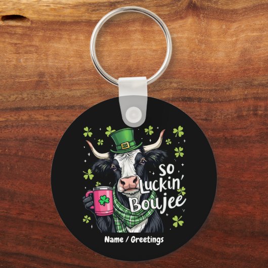 Zo Gelukkig Boujee Retro St. Patrick's Day Sleutelhanger (Voorkant)