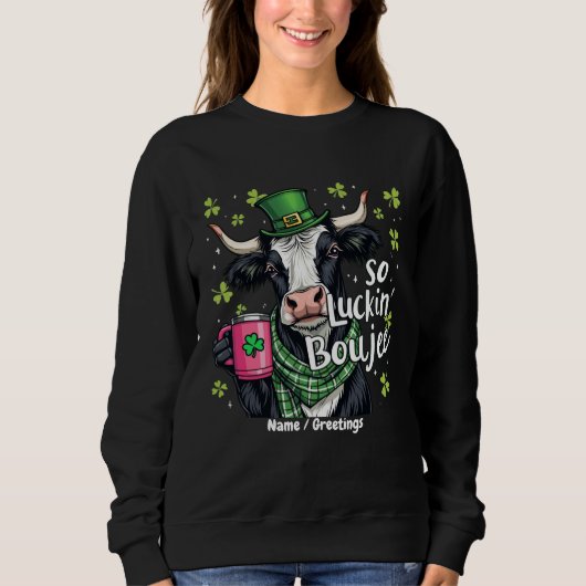 Zo Gelukkig Boujee Retro St. Patrick's Day Trui (Voorkant)