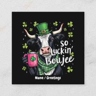 Zo Gelukkig Boujee Retro St. Patrick's Day Vierkante Visitekaartje