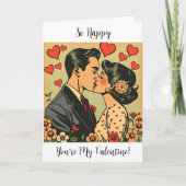 Zo Gelukkig dat Jij Mijn Valentijn Bent | Retro Po Kaart (Voorkant)