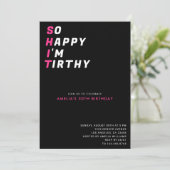 Zo gelukkig IM dertig grappig zwart roze 30e verja Kaart (Staand voorkant)