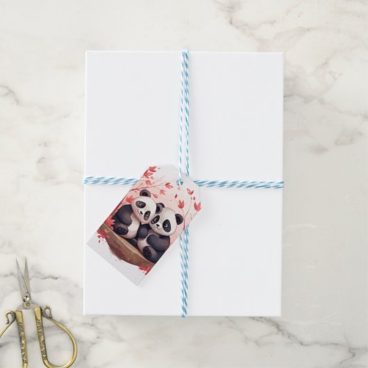 Zo gelukkig samen Panda paar Cadeaulabel (Met Touw)