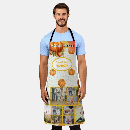 Zo gezegend, zo dankbaar familiefotocollage schort (Gedragen)
