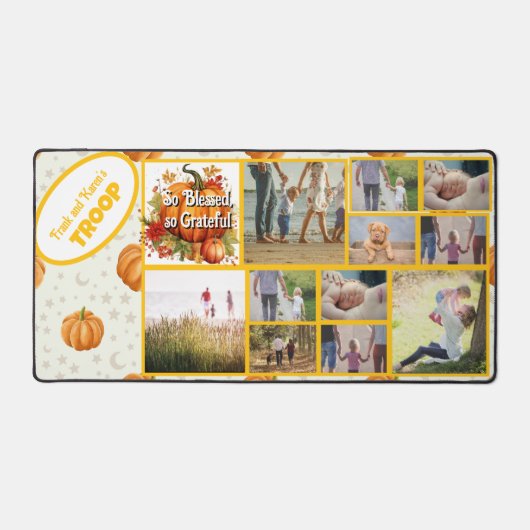 Zo gezegend, zo dankbaar fotocollage Desk Mat (Voorkant)