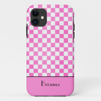 Zo Girly Pink Checkerboard gepersonaliseerd Case-Mate iPhone Case