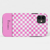 Zo Girly Pink Checkerboard gepersonaliseerd Case-Mate iPhone Case (Achterkant (horizontaal))