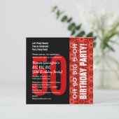 Zo groot 50th Birthday Black en Red Pattern Kaart (Staand voorkant)