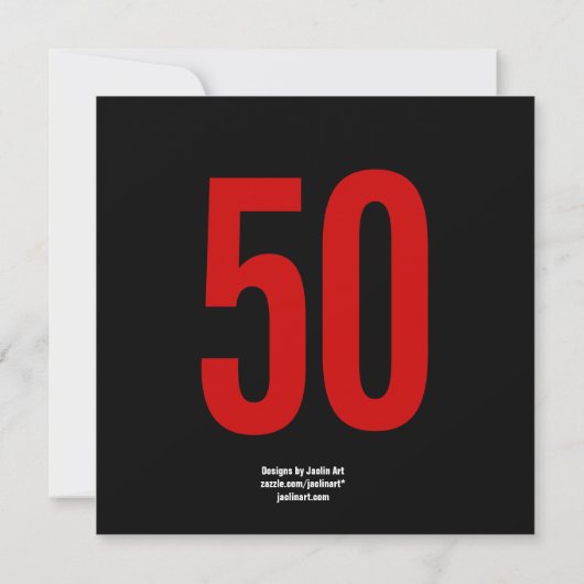 Zo groot 50th Birthday Black en Red Pattern Kaart (Achterkant)