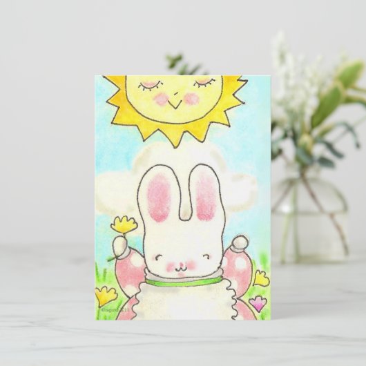 " zo groot meisje bunny verjaardagsuitnodiging " kaart (Staand voorkant)