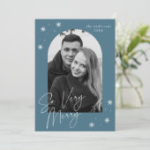 Zo heel Merry Blue Frost Arch Lijst Foto Feestdagenkaart (Staand voorkant)