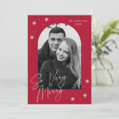 Zo heel Merry Red Arch Lijst Foto Feestdagenkaart (Staand voorkant)