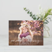 Zo heel prettige kersthandgeschreven foto feestdagenkaart (Staand voorkant)