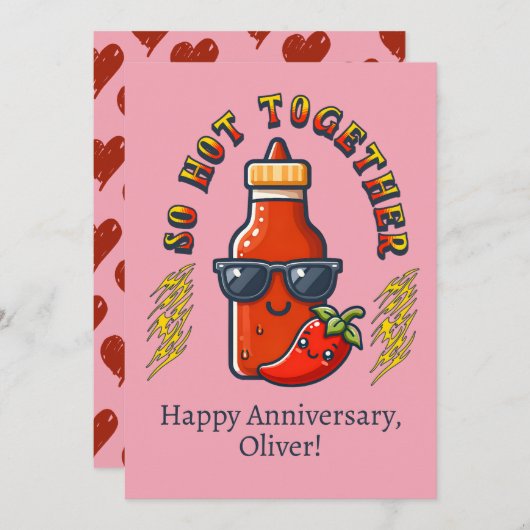 Zo heet samen hete saus pittig Jubileum Feestdagenkaart (Voorkant / Achterkant)