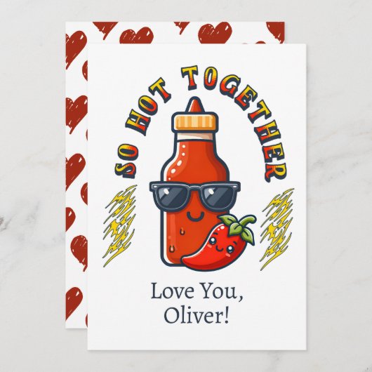 Zo heet samen Hot Sauce Spicy Love Kaart (Voorkant / Achterkant)