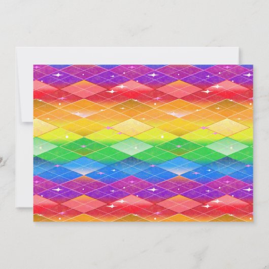 ZO homo! Regenboog Argyle, Glitter Monogram Trouw  Kaart (Achterkant)