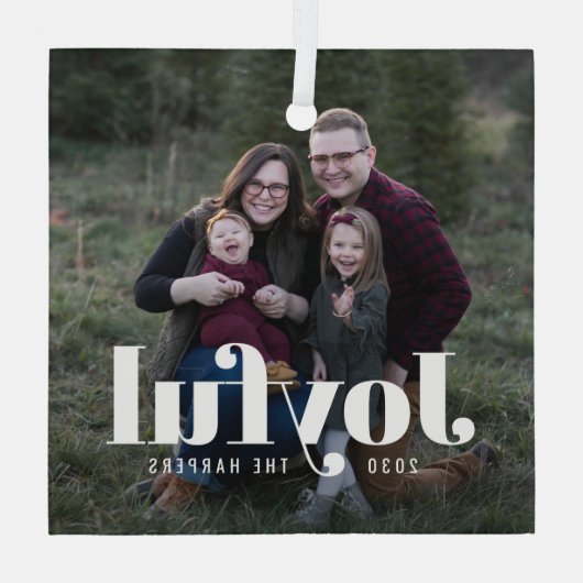 Zo Joyful Custom Fotokerstversiering Glas Ornament (Achterkant)