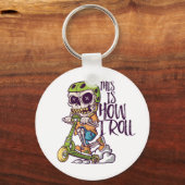 Zo kan ik funny scooter Ride Skeleton draaien Sleutelhanger (Voorkant)