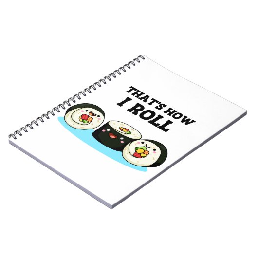 Zo kan ik Funny Sushi Roll Pun zo draaien. Notitieboek (Linkerzijde)