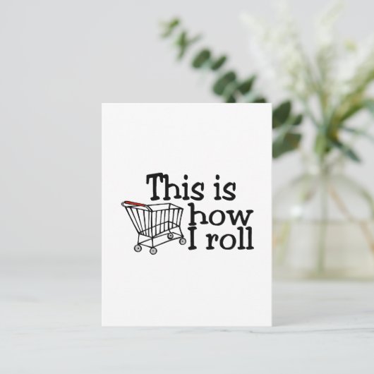 Zo kan ik winkelwagentje rollen briefkaart (Staand voorkant)