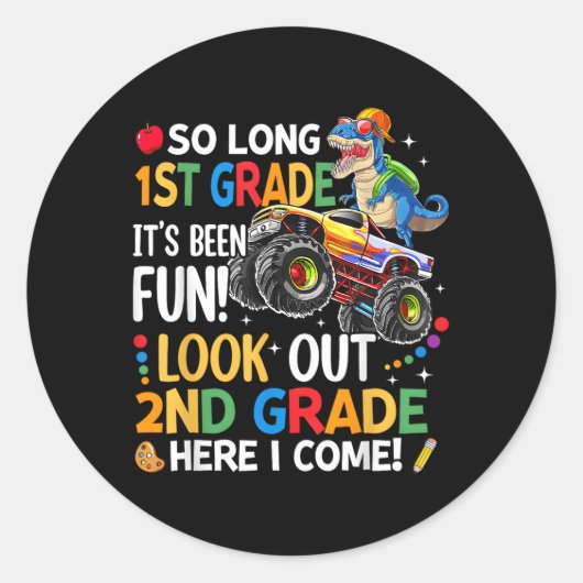 Zo lang 1e klas kijk uit 2e klas hier kom ik T Ronde Sticker (Voorkant)