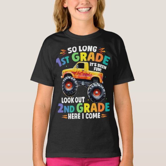Zo lang 1st Grade Afstuderen Monster Truck T-shirt (Voorkant)