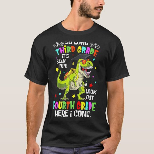 Zo lang 3e klas kijk uit 4e klas Kind dinosaurus T-shirt (Voorkant)