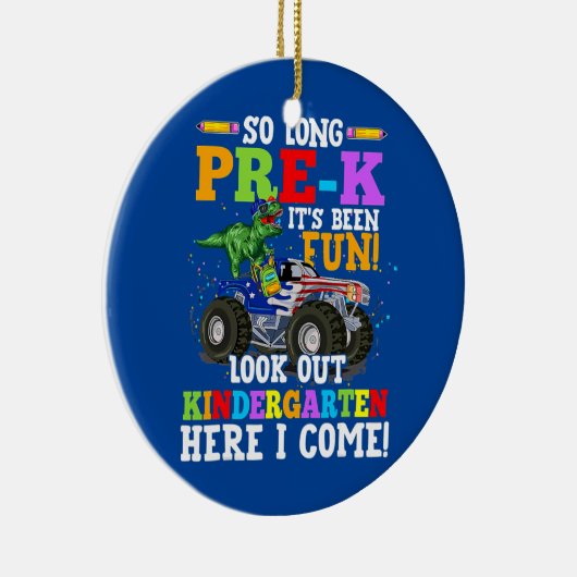 Zo lang, kijk uit naar Kindergarten T rex Keramisch Ornament (Rechts)