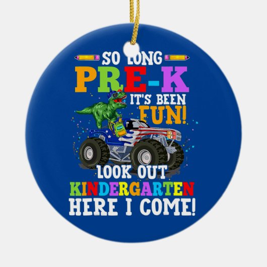 Zo lang, kijk uit naar Kindergarten T rex Keramisch Ornament (Voorkant)