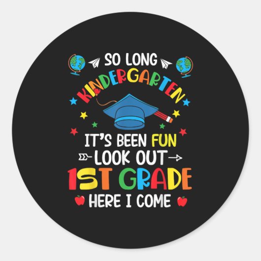 Zo lang kleuterschool Afstuderen 1e klas Kinder jo Ronde Sticker (Voorkant)