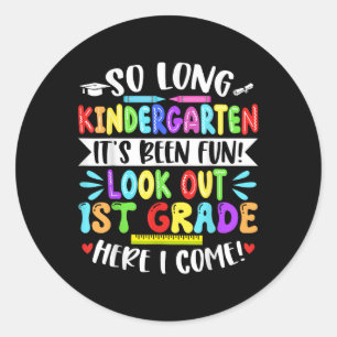 Zo lang kleuterschool blij laatste dag van school  ronde sticker
