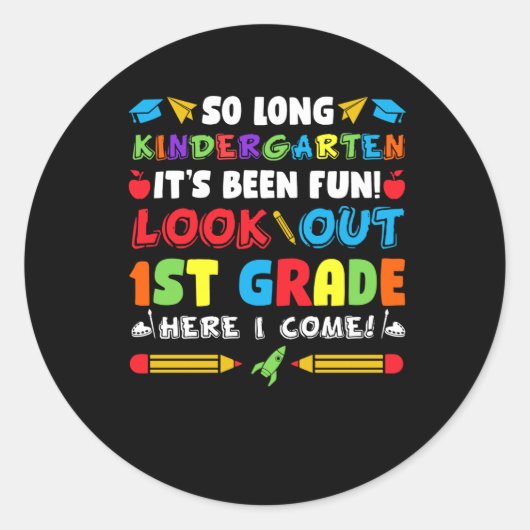Zo Lange Kindergarten 1ste graad Ronde Sticker (Voorkant)