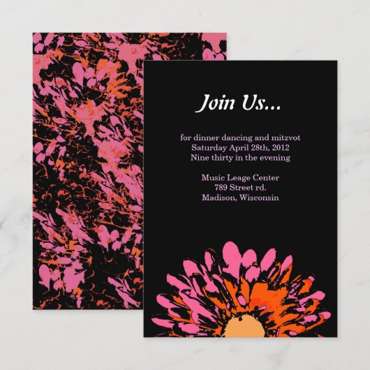 Zo  lentevloerklep op Mitzvah Party Kaart (Voorkant / Achterkant)