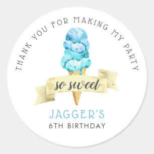 Zo lief ijs jongens verjaardag party gunst ronde sticker