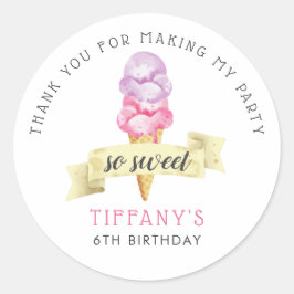 Zo Lief Ijs Meisjes Verjaardag Party Favor Ronde Sticker