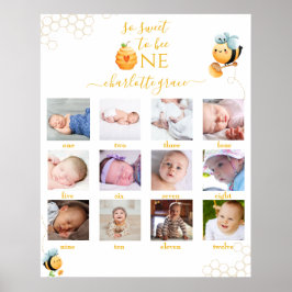 Zo lief om 12 maanden Foto Collage White P Poster