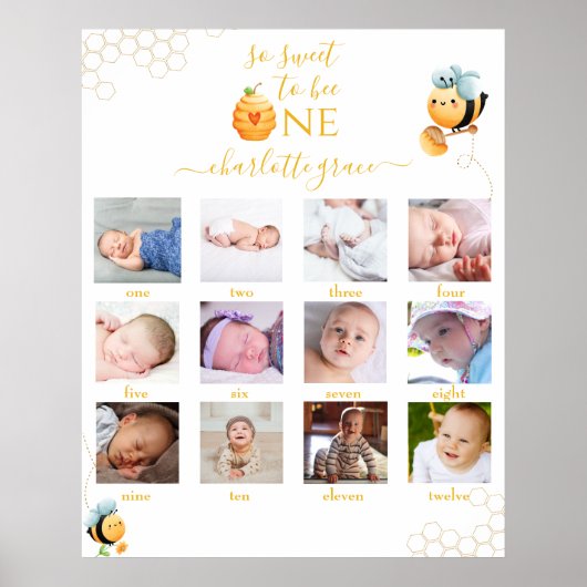 Zo lief om 12 maanden Foto Collage White P Poster (Voorkant)