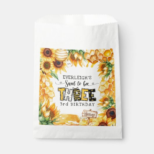 Zo lief om drie bloemen te zijn 3e verjaardag bedankzakje (Voorkant)