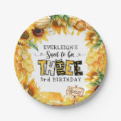 Zo lief om drie bloemen te zijn 3e verjaardag papieren bordje (Voorkant)