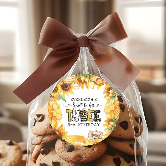 Zo lief om drie bloemen te zijn 3e verjaardag ronde sticker