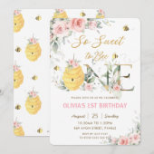 Zo lief om één bij te zijn Roze Bloemen 1e verjaar Kaart (Voorkant / Achterkant)