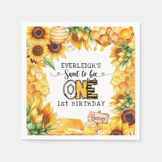 Zo lief om één bloemige 1e verjaardag te zijn servet (Voorkant)