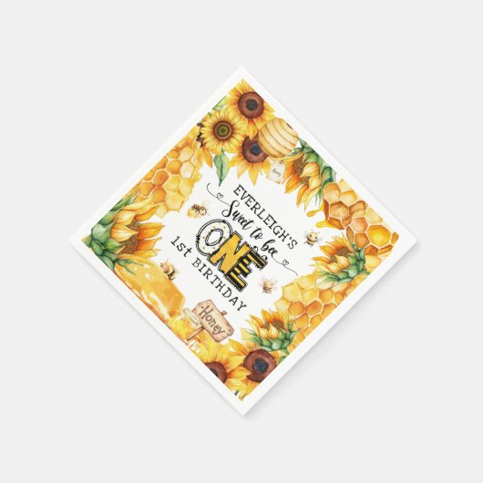 Zo lief om één bloemige 1e verjaardag te zijn servet (Hoek)