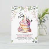 Zo lief om één Waterverf taart te zijn 1e verjaard Kaart (Staand voorkant)