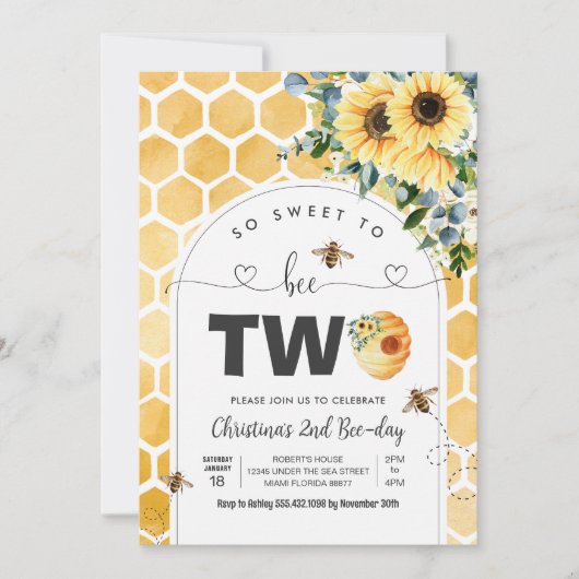 Zo lief om te zijn twee bijen themafeest eerste ve kaart (Voorkant)