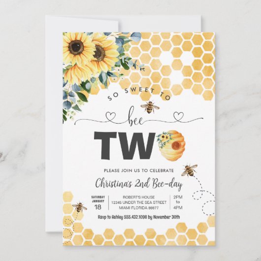 Zo lief om te zijn twee bijen themafeest eerste ve kaart (Voorkant)