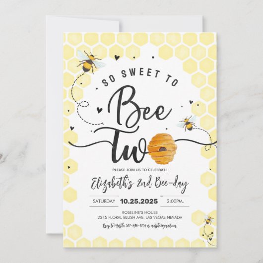 Zo lief om te zijn twee feest bij-dag 2e verjaarda kaart (Voorkant)