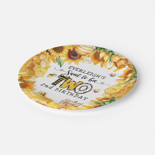 Zo lief om twee bloemen te zijn 2e verjaardag papieren bordje (Gekanteld)